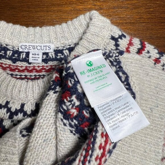 J.Crew Fair Isle Speckled Chunky Sweater Wool Preppy Christmas Kids 8 Medium - Picture 4 of 9